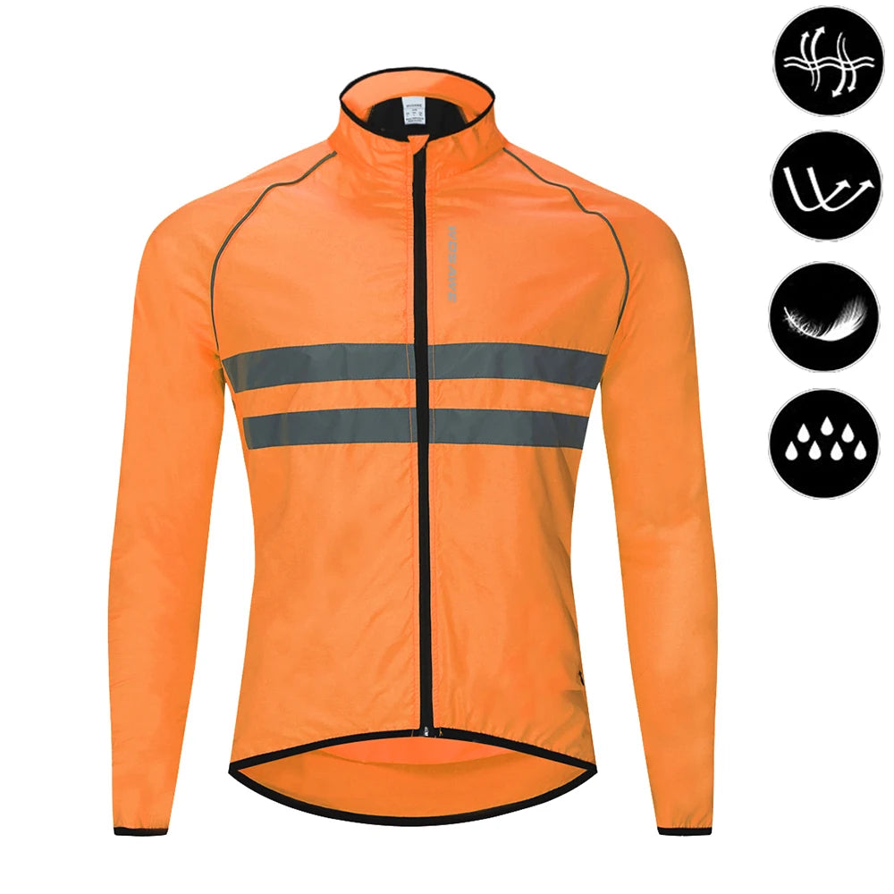 WOSAWE Cycling Windbreaker Men Packable Windproof Reflevtive Jacket Running Biking Hiking Riding Wind Coat MTB Bicycle Jersey