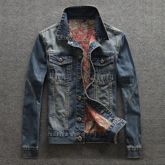 2023 Spring and Autumn New Classic Fashion Trend Vintage Printed Denim Jacket Men's Casual Loose Comfortable Large Size Coat