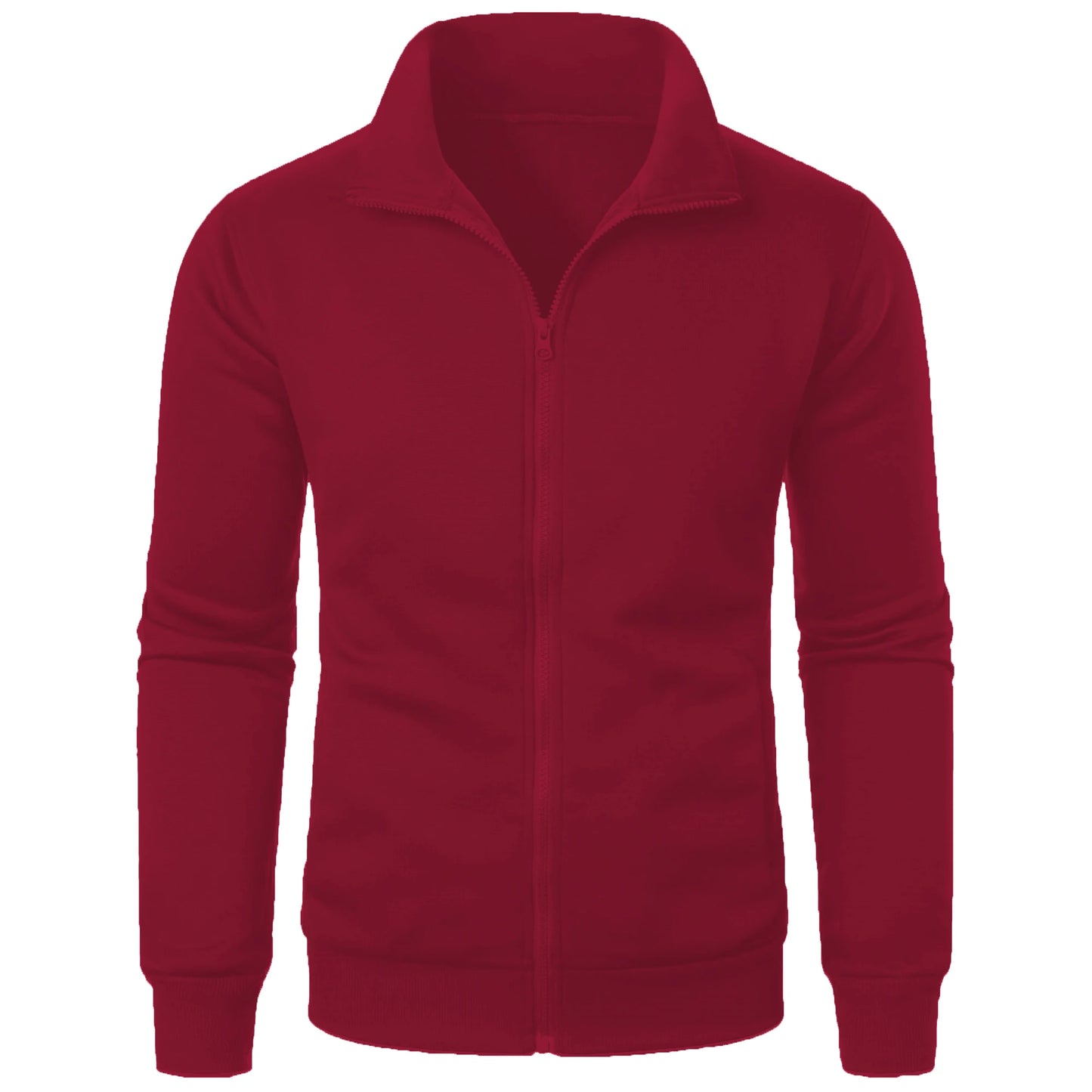 Men's casual sports zipper stand collar hoodie coat men's solid color cardigan