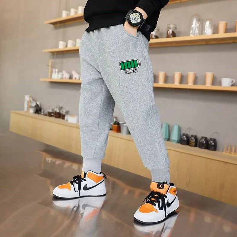 2024 Spring Children Trousers for Boys Kids Cotton Low/Full Battery Casual Sport Long Pants Sweatpants 3 to 14 Years Kids