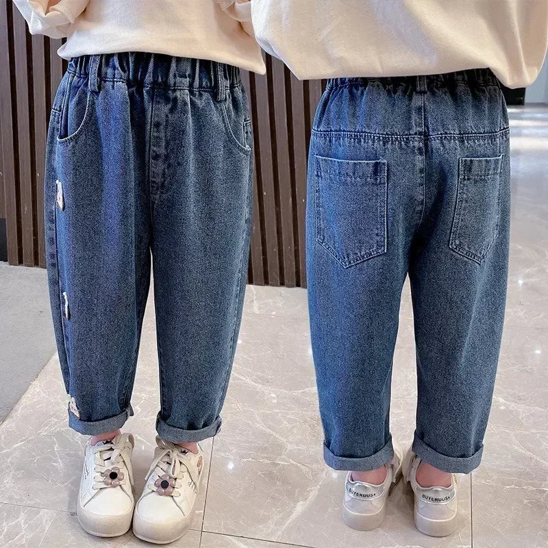 Spring Fashion Kids' Jeans for Casual Outfits Comfortable Cute Cartoon Rabbit Pattern Jeans for Girls Baby Girl Jeans