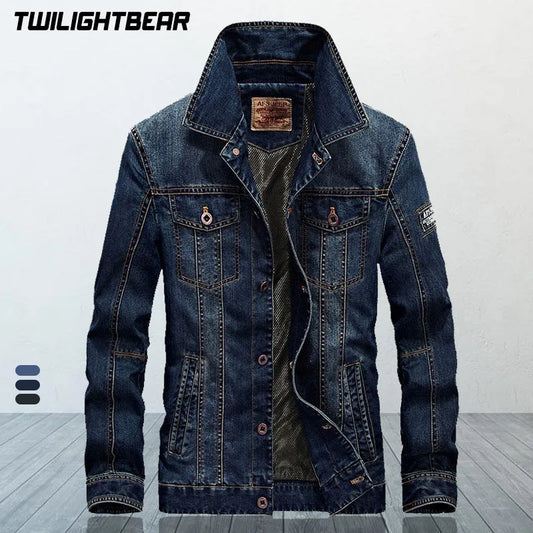 High Quality Men's Denim Jacket Coat 5xl oversized Overcoat Spring Autumn Retro Casual Denim Jacket Men Clothing Outerwear A3F08