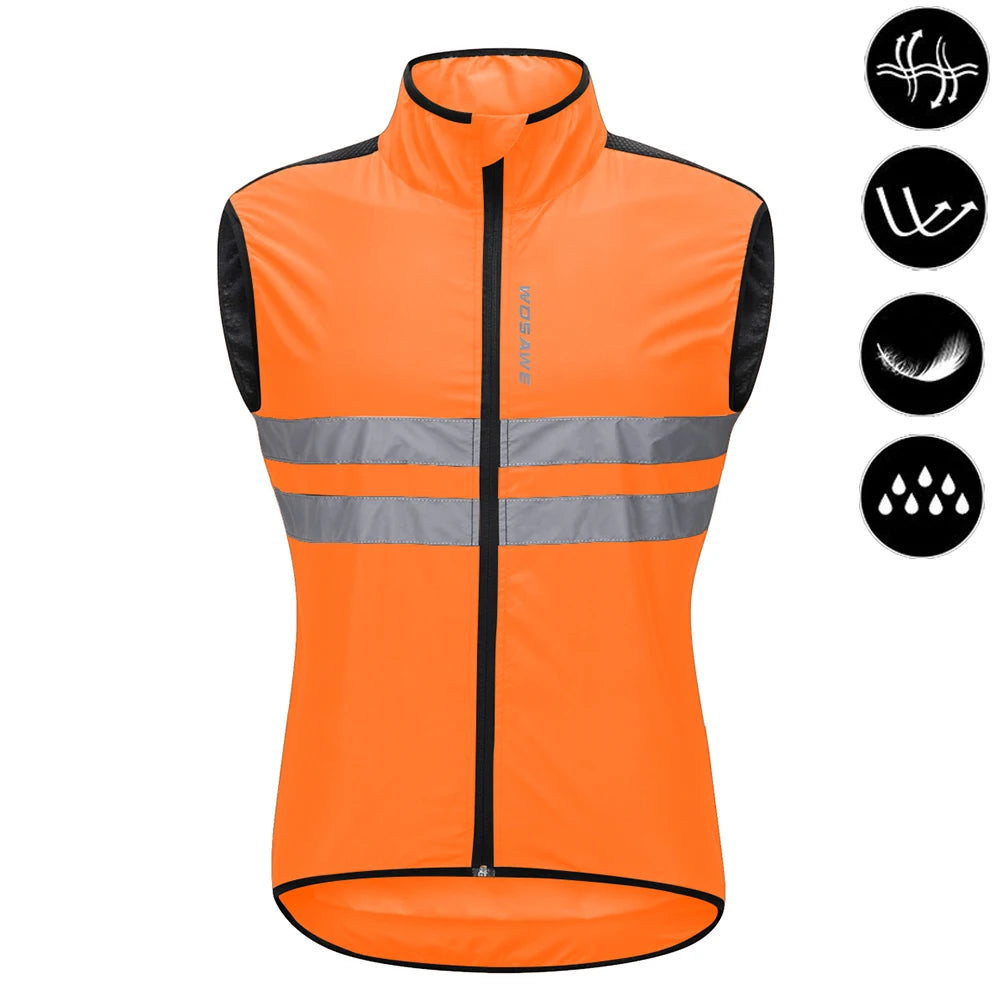 WOSAWE Cycling Windbreaker Men Packable Windproof Reflevtive Jacket Running Biking Hiking Riding Wind Coat MTB Bicycle Jersey