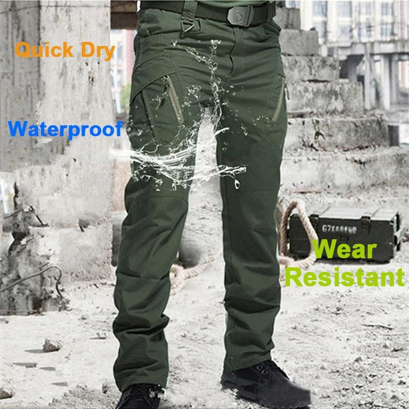 Men City Pants Cargo Trousers Multi-pocket Waterproof Wear-resistant Casual Training Overalls  Fat Cargo Quick Dry Pants