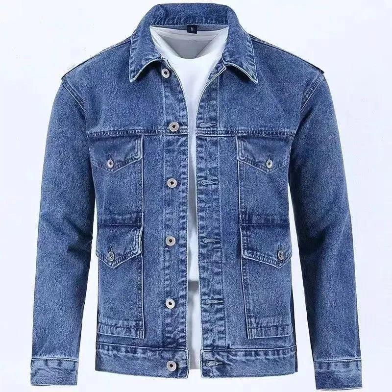 2023 Spring and Autumn New Fashion Trend Solid Color Denim Jacket Men's Casual Loose Comfortable Large Size High Quality Coat