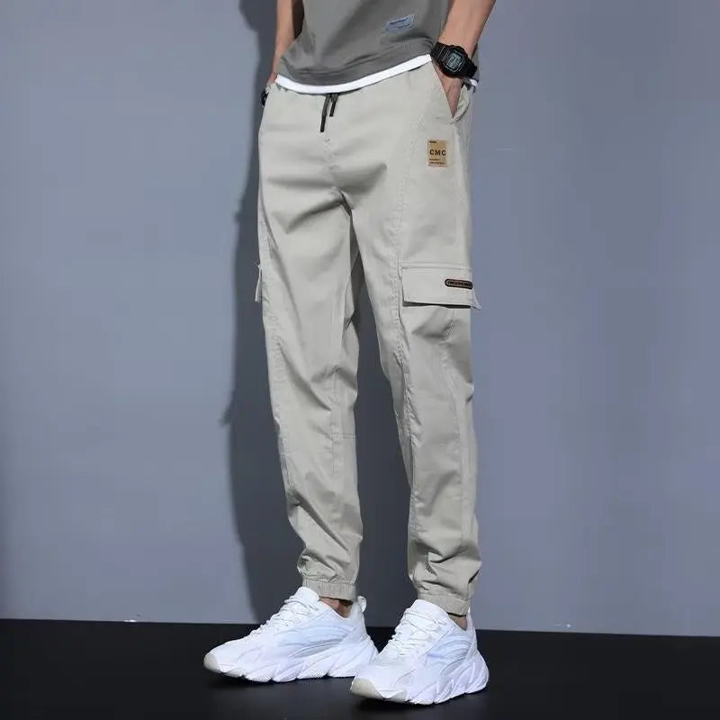 2024 new overalls men spring and fall trend men's casual pants Fashion handsome street style long pants nine-point pants